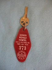 Vintage Hotel Key Fob & Key Granada Royale Homtal Scottsdale Arizona Room #373