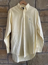 Ralph Lauren Men Yellow Button Down Dress Shirt Sz 16 34-35 Long Sleeve Classic