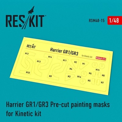 ResKit RSM48-0015 - 1:48 Harrier GR1/GR3 Pre-cut painting masks for Kinetic kit