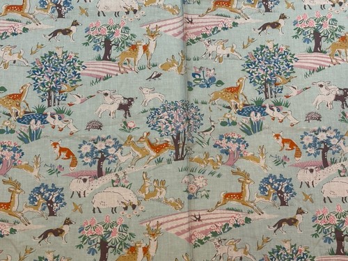 "Remanente de tela MCM de colección de los años 50 animales para niños 37"" X 45"" manualidades para acolchar" - Imagen 2 de 6