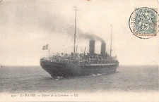 SS LA LORRAINE AT SEA, C. G. T. SHIP LINE ~ used 1907
