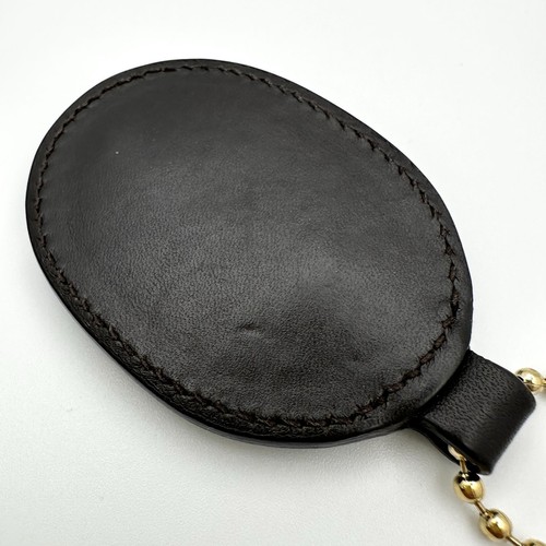 GUCCI Sukey Bag Charm Key chain Interlocking Gold GG Logo Double G Black Leather - Picture 5 of 8
