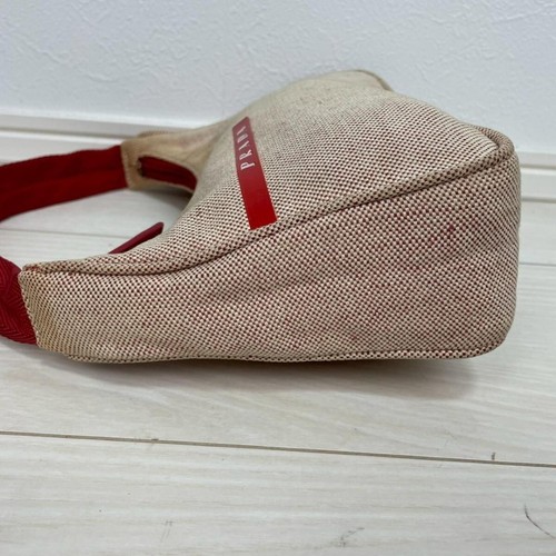 Borsa a tracolla PRADA Sport in tela una spalla borsetta rossa beige logo autentica - Foto 4 di 10