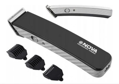 NOVA Profi Haarschneider & Barttrimmer – Carbon Design, wiederaufladbar, inkl. 3
