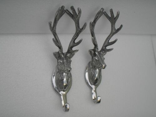 Metal wall mount stag head coat hooks Lot of 5 pieces deer head hook antelope fx - Picture 3 of 5