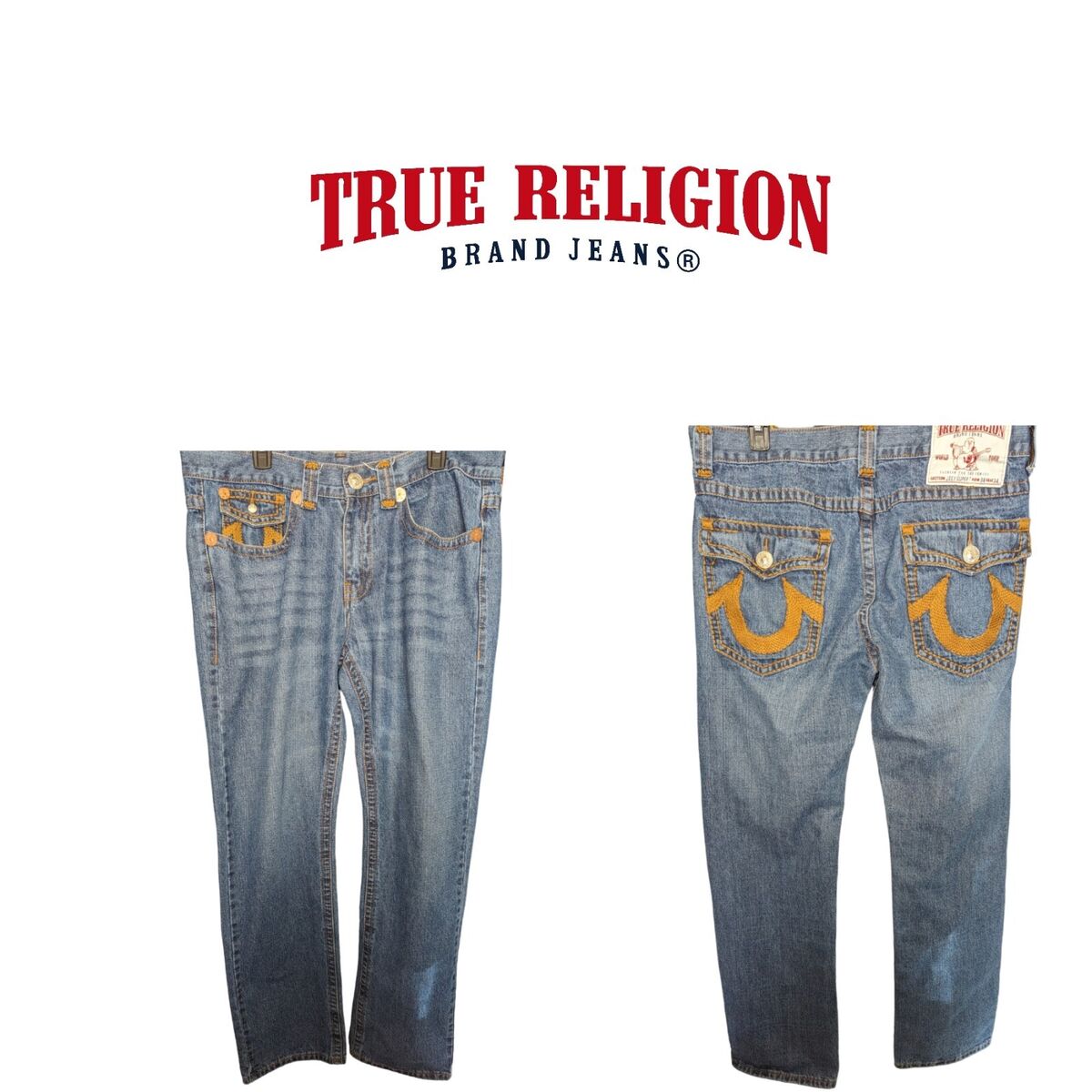 True religion Joey Super T Y2K Gold Chunky Stitching 38x34 True religion Joey Super T Y2K Gold Chunky Stitching 38x34