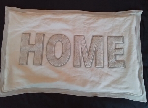 Pottery Barn Home Applique Pillow Cover Beige 16x26 Zipper Close Cotton Blend - Picture 2 of 10