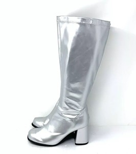 silver chunky heel boots