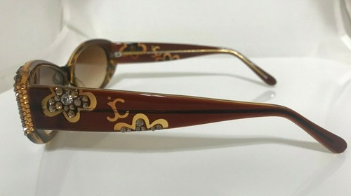 Jimmy Crystal Black Brown Floral Sunglasses Topaz and Gold, Style# GL889 - Picture 4 of 9
