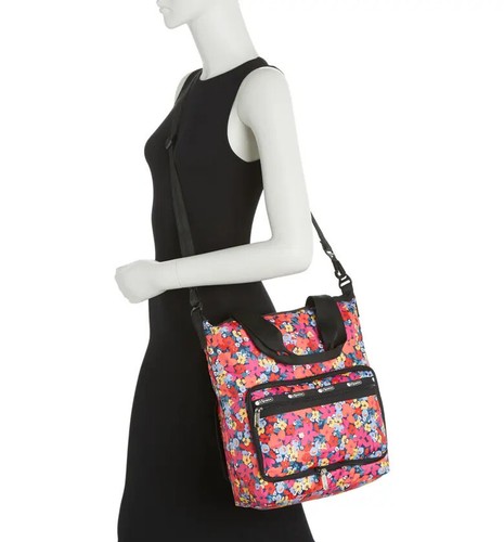NWT LeSportsac Womens Packable Nylon Slim Tote Bag Crossbody Bright Isle Floral - Picture 1 of 17