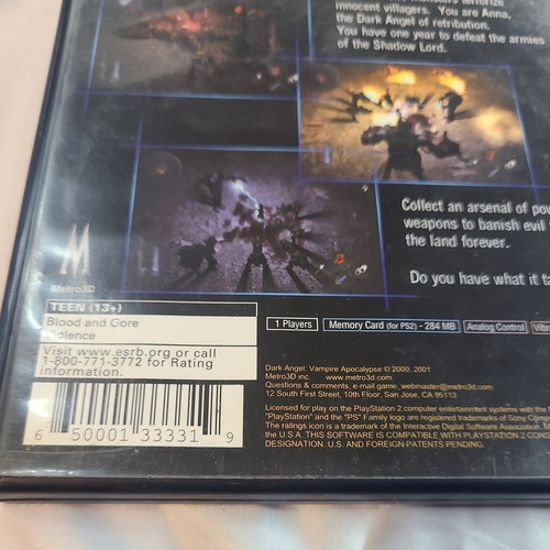 Dark Angel Vampire Apocalypse (Playstation PS2) Complete W/ Manual - Picture 5 of 11