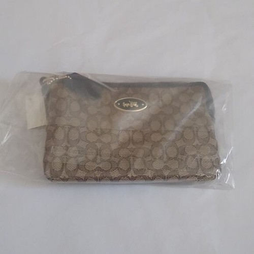 Coach 52574 Signature Jacquard Small Wristlet, Khaki/Braun - Bild 9 von 9