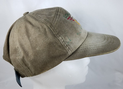 Colorado Split Bar Hat 7 Panel Leather Strapback Oakleaf Cap Distressed Worn - Picture 9 of 11