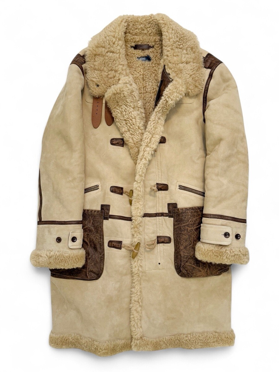 ムートン・ファーコート Polo Ralph Lauren Shearling-Lined Suede Coat With Plush Polo Ralph Lauren Shearling Toggle Coat Jacket M | eBay