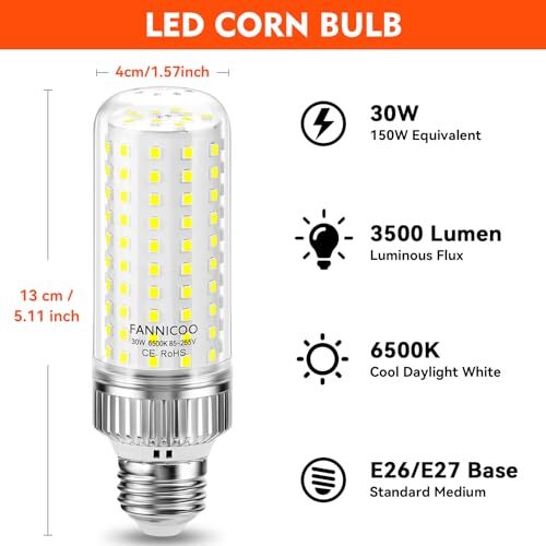 LED Light Bulbs 150W Equivalent LED Bulbs 3500LM 6500K Cool 30W Daylight White - Picture 4 of 7