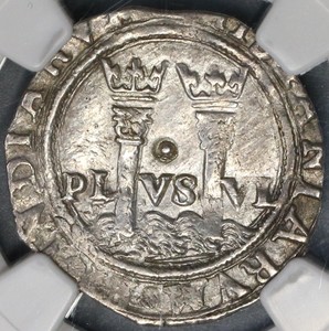 1542-1555-NGC-AU-50-Mexico-1-Real-Carlos-amp-Joanna-Silver-Coin-POP-2-1-18090207C