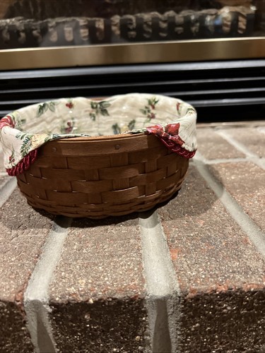 Longaberger 2007 7” Round Keeping Basket Dark Brown w/liner & Protector - EUC - Picture 4 of 6