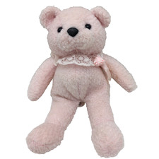 Pink Teddy Bear Baby Rattle Rose Lace Bib Jerry Elsner Plush 7" Lovey Toy