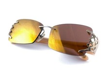 VINTAGE VERSACE RIMLESS SILVER GOLD LENSES FRAME SUNGLASSES 1990'S MADE IN ITALY