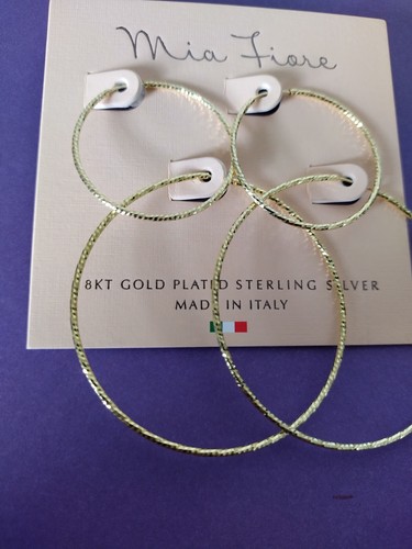 Mia fiore 18ct Gold Plated Sterling Silver Circle Hoop Women's Earrings Set Of 2 - Picture 2 of 10