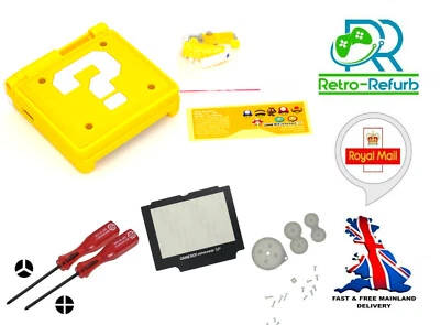 RETRO REFURB Question Block GameBoy Advance SP Nintendo GBA SP Housing Shell Screen + Tools