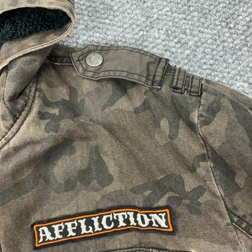 Affliction Army Of Us Jacket Mens 2XL Gray Green Camo Black Premium Military - Picture 9 of 16