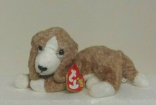 Sniffer 7" TY Beanie Babie 2000 laying brown & white plush dog MWMT new 4299