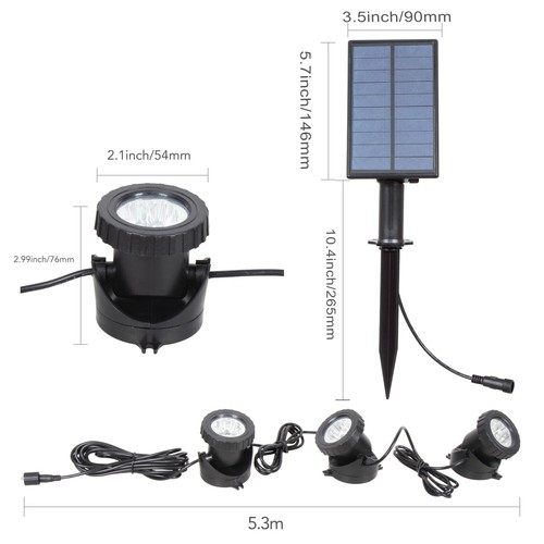 RGB Solar LED Waterproof Spotlights Garden Outdoor Pond Pool Yard Underwater US - Bild 10 von 20