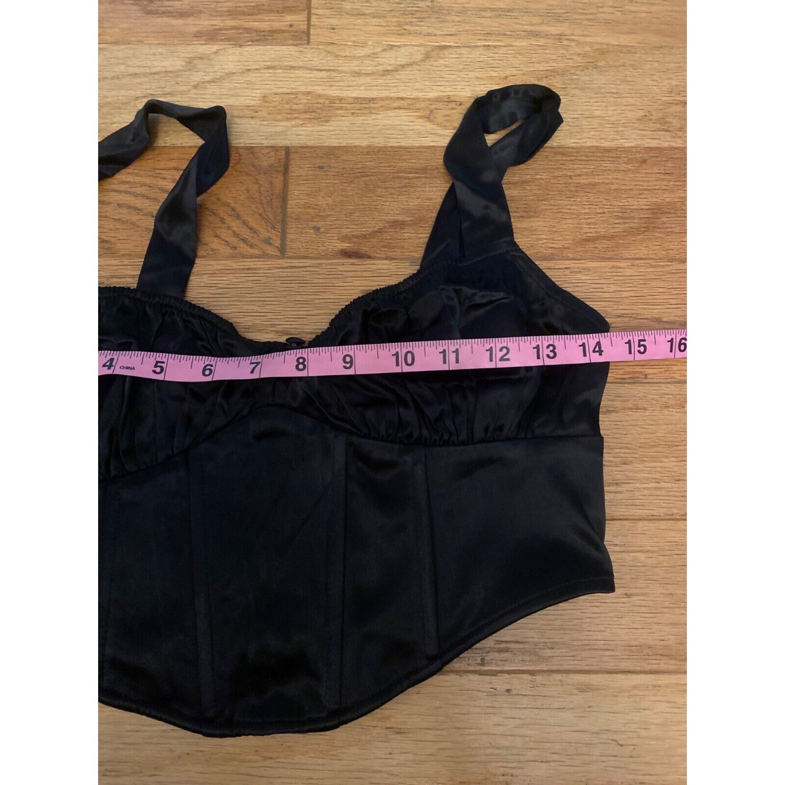 Zara, women's black satin back zip corset like cr… - image 5