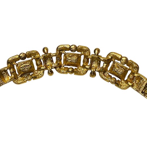 Vtg GIVENCHY Paris New York Chunky Statement Necklace Gold Toned Choker Signed - Picture 9 of 10