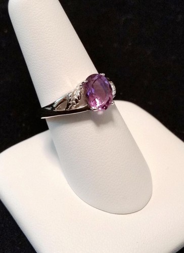 Anillo solitario de amatista púrpura grande ovalado talla 7 4,2 gramos - Imagen 4 de 11