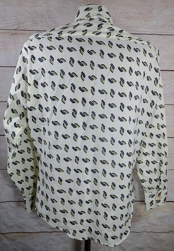 Vintage Campus Shirt Dagger Collar 70s Disco Mens Medium Geometric Abstract - Picture 6 of 9