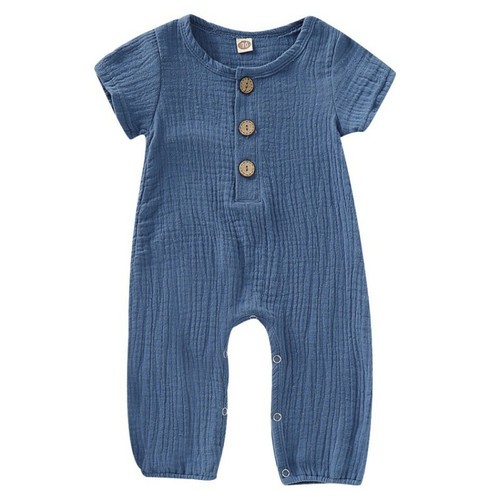 Mode Baby Mädchen langer Strampler Sommer einfarbig Kurzarm Overalls Outfits - Bild 14 von 16