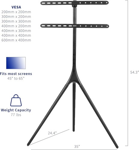 Artistic Easel 45 to 65 inch LED LCD Screen, Studio TV Display Stand, Adjustable - Picture 2 of 9