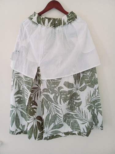 Abercrombie & Fitch Midirock Größe XS elfenbein grün Leinen tropisch Gummibund - Bild 6 von 9