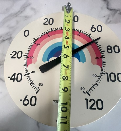 Springfield Rainbow Wall Thermometer 12" Plastic Dome Cover Vintage - Picture 3 of 5