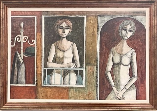 Lucio Ranucci "Looking Out" (1976) HAND SIGNED ORIGINAL OIL ART Midcentury - Picture 4 of 4