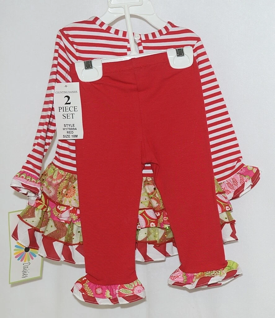 Rare editions Counting Daisies H170094 2 Piece Christmas Outfit