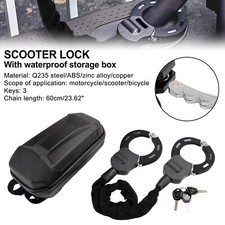 Motorcycle Bike Electric Scooter Lock with Key 60cm Chain Lock Anti Theft W/Bag,