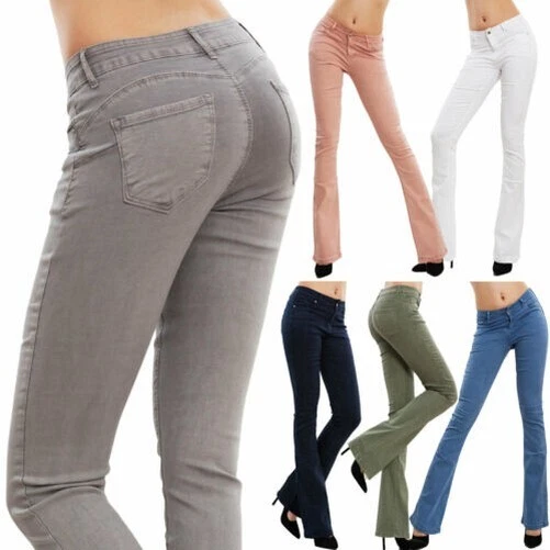 Vaqueros Mujer Push Up Pantalones Pata Elefante Campana Slim