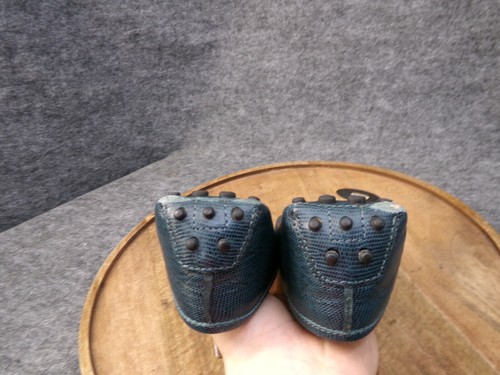 TOD'S Womens Gommino Driving Loafers Teal Blue Lizard Leather Shoes Size 37.5 - Picture 9 of 13