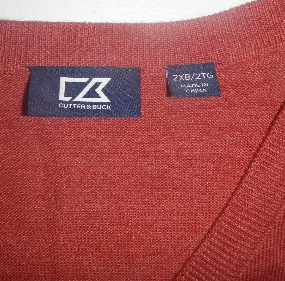 NWOT Mens 2XB 2X BIG V-Neck Cutter & Buck Merino Wool Acrylic Pullover Sweater - Image 4 of 4