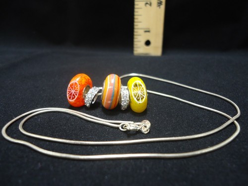 22 Zoll Fenton Sterlingsilber Halskette Fenton Glasperlen Stopper & Abstandshalter - Bild 5 von 11