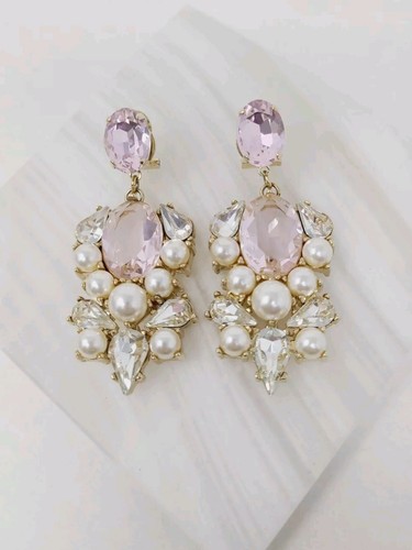 Anton Heunis Cluster Dangle Earrings 2 3/8" Pink CZ - Picture 4 of 4