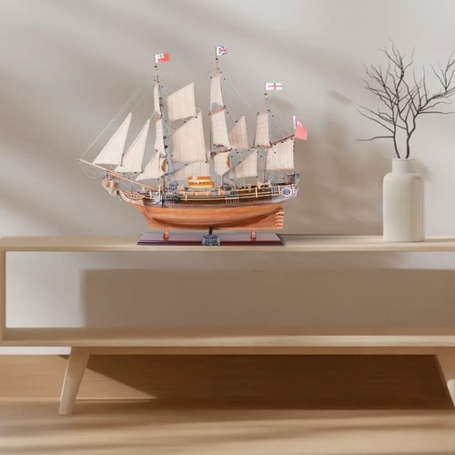 HMS Bounty New Tall Ship Model | Handcrafted Wooden Ship W/ Lifeboats & Anchors - Picture 10 of 20