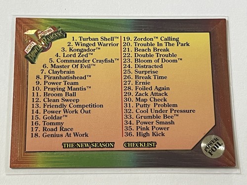 Lista de verificación de Power Rangers 72 Saban Collect A Card 1994 casi nueva - MT 8,5 + lámina - Imagen 2 de 15