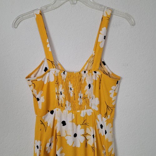 Madewell Women Yellow Floral Button Sleeveless Midi Dress Size 00 - Picture 7 of 7