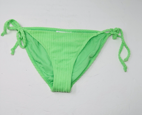 California Waves Womans Large Green Terry Hipster Bikini Swim Bottom Tie NWT - Picture 2 of 6