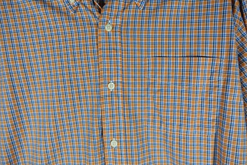 American Living Shirt Men Large Button Down Orange Blue Check Chest Pocket - Picture 3 of 7