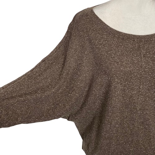 Maglione donna VINCE taglia M marrone pipistrello scollo a scoop misto lana seta 27-11 - Foto 5 di 11